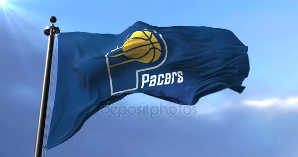 Bandera Indiana Pacers Equipo Profesional Baloncesto Nba Ondeando Loop — Vídeo de stock