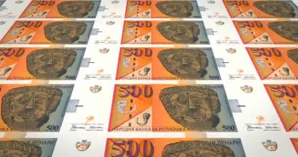 Banknotenserie Von Fünfhundert Mazedonischen Denaren Der Nationalbank Der Republik Mazedonien — Stockvideo