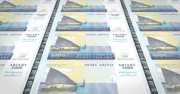 Banknoty Madagaskaru Ariary Pięć Tysięcy Madagaskaru Pieniądze Pętla — Wideo stockowe