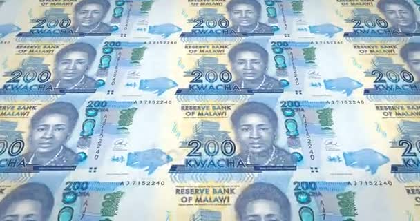 Billetes Doscientos Kwacha Malaui Malawi Rodando Dinero Efectivo Bucle — Vídeo de stock