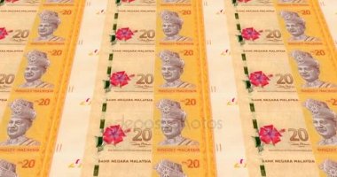 Banka Negara Malezya Malezya ekranı'nda, dünya, nakit para, sikke haddeleme yirmi Malezya Ringiti banknotlar dizi döngü