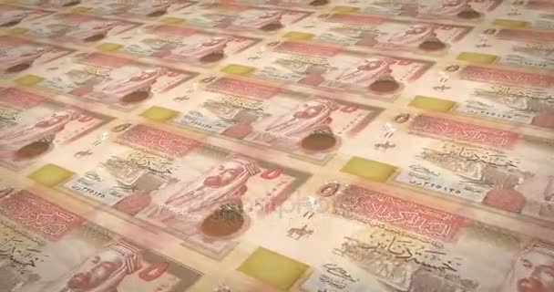 Billetes Cinco Dinares Jordanos Jordania Rodando Dinero Efectivo Bucle — Vídeo de stock