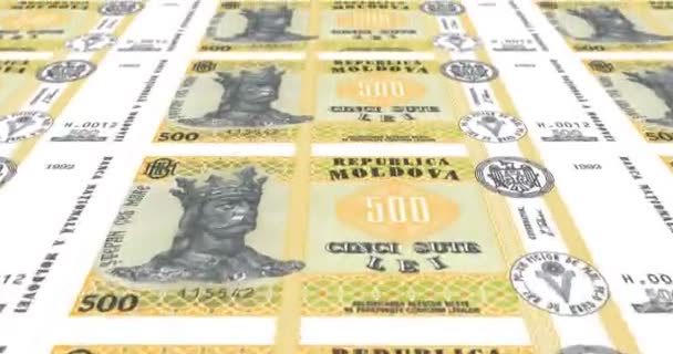 Sedlar Fem Hundra Moldaviska Lei Moldavien Kontanta Pengar Slinga — Stockvideo