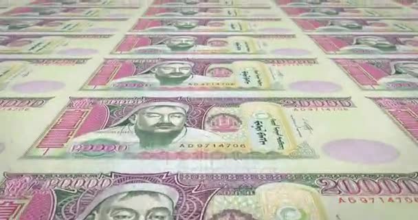 Χαρτονομίσματα Των Είκοσι Χιλιάδες Τουγκρίκ Μογγολίας Της Μογγολίας Μετρητά Χρήματα — Αρχείο Βίντεο