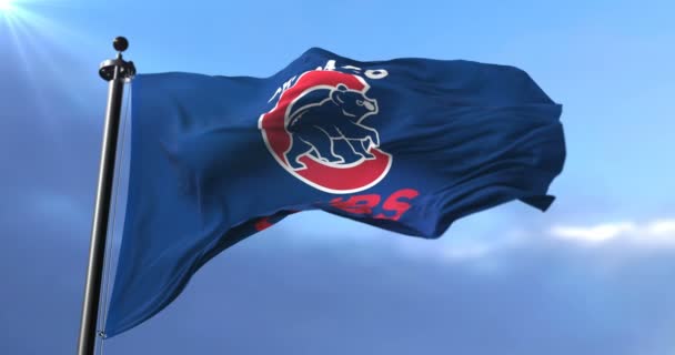 Bandiera Della Squadra Dei Chicago Cubs Squadra Baseball Professionista Americana — Video Stock