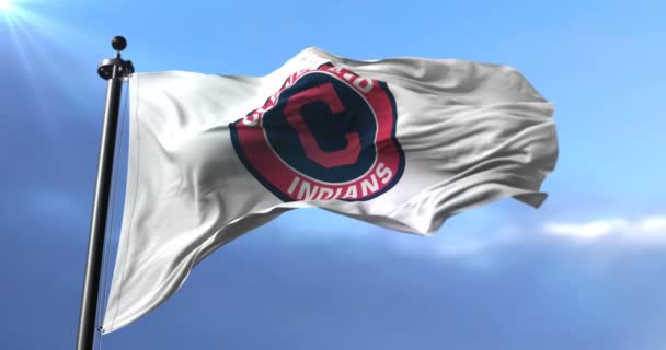 Vlag Van Cleveland Indians Amerikaans Professioneel Honkbalteam Lus — Stockvideo