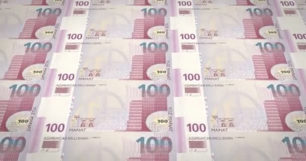 Banknoten Von Hundert Azerbaijani Manat Von Azerbaijan Bargeld Schleife — Stockvideo