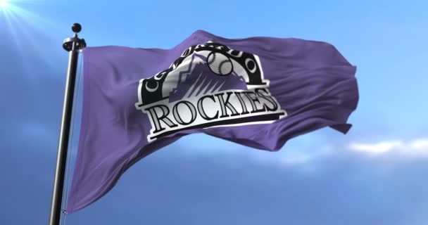 Bandera Rockies Colorado Equipo Béisbol Profesional Americano Ondeando Loop — Vídeo de stock