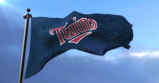 Flagga Laget Minnesota Twins Amerikansk Professionell Baseball Slinga — Stockvideo