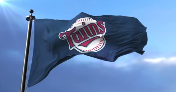 Minnesota Twins Flag Amerikanische Professionelle Baseballmannschaft Winkt Loop — Stockvideo