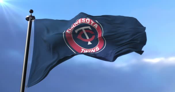 Флаг Команды Minnesota Twins Американский Профессиональный Бейсбол Петля — стоковое видео