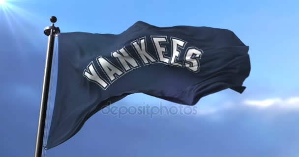 Flagge Des Teams Der New York Yankees Amerikanischer Professioneller Baseball — Stockvideo