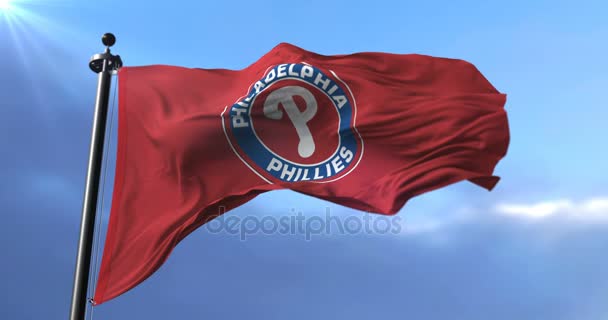 フィラデルフィア フィリーズ アメリカのプロ野球のチームの旗のループします — ストック動画