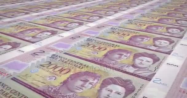 Banknoty Dwóch Tysięcy Paragwajski Guarani Paragwaju Pieniądze Pętla — Wideo stockowe