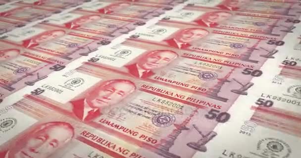 Billetes Cincuenta Pesos Filipinos Filipinas Dinero Efectivo Bucle — Vídeos de Stock