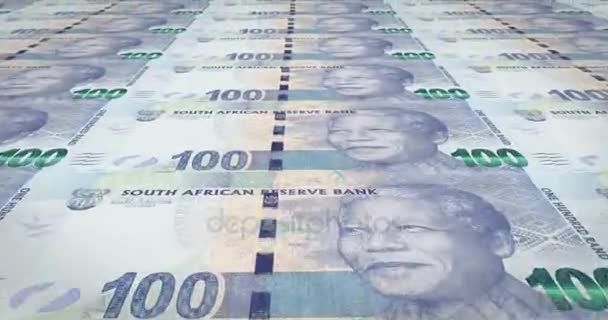 Banknoten Von Hundert Südafrikanischen Rands Von Südafrika Bargeld Schleife — Stockvideo