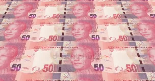 Billetes Cincuenta Rands Sudafricanos Sudáfrica Dinero Efectivo Bucle — Vídeos de Stock