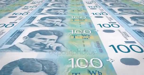 Banknoten Hundert Serbischen Dinar Serbiens Bargeld Schleife — Stockvideo