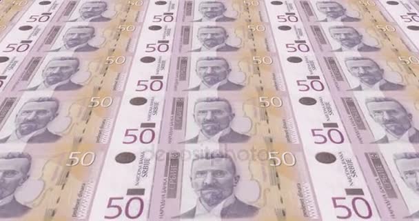 Bankjegyek Ötven Szerb Dinár Szerbia Készpénz Hurok — Stock videók