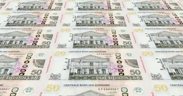 Billetes Cincuenta Dólares Surinameses Surinam Dinero Efectivo Bucle — Vídeos de Stock