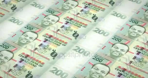 Banknoty Dwustu Suazi Lilangeni Suazi Pieniądze Pętla — Wideo stockowe