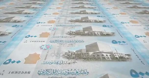 Sedlar Fem Hundra Syrisk Pounds Syrien Kontanta Pengar Loop — Stockvideo