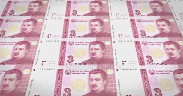 Bankbiljetten Van Drie Tadzjiekse Somoni Van Tadzjikistan Contant Geld Lus — Stockvideo
