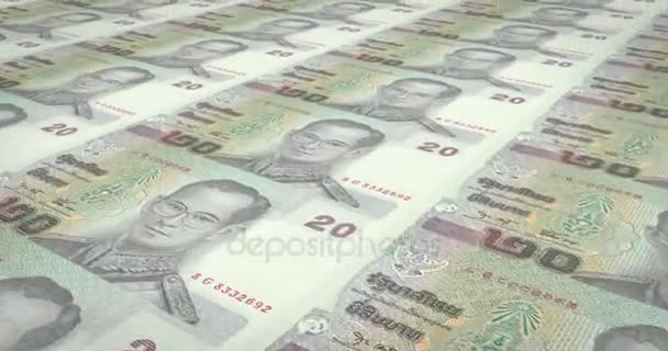 Húsz Thai Bahts Thaiföld Készpénz Hurok Pénzjegyei — Stock videók