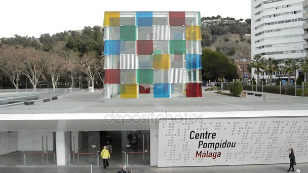 Facade Museum Centre Pompidou Malaga Andalucia — Stock Video