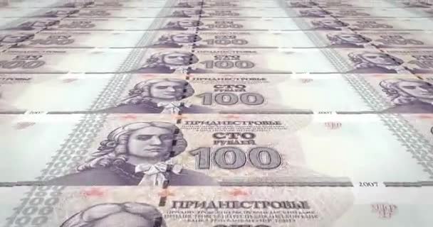 Χαρτονομίσματα Των Εκατό Υπερδνειστερίας Ρούβλια Της Υπερδνειστερίας Μετρητά Χρήματα Βρόχου — Αρχείο Βίντεο