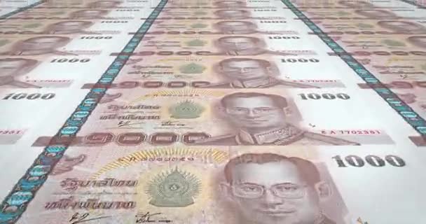 Notas Mil Bahts Tailandeses Tailândia Dinheiro Dinheiro Loop — Vídeo de Stock