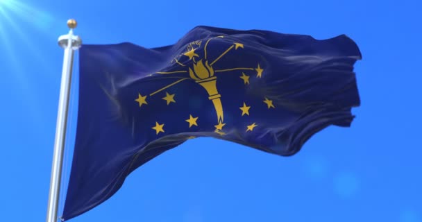 Σημαία Της Αμερικανικής Πολιτείας Της Ιντιάνα Περιοχή Των Ηνωμένων Πολιτειών — Αρχείο Βίντεο