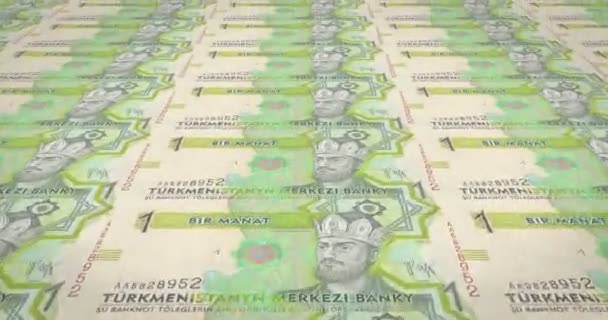 Billetes Diez Turkmenistán Manat Turkmenistán Dinero Efectivo Bucle — Vídeos de Stock