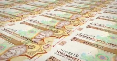 Banknot beş Türkmenistan Manatı Türkmenistan, nakit para, döngü