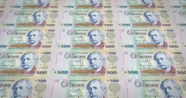 Bankovky Pěti Set Uruguajské Peso Uruguayské Hotovost Kličková Diuretika — Stock video