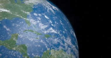 Animasyon Dünya gezegeni uzaydan timelapse arka plan, evrenle gyrating Orta Amerika kıtasının