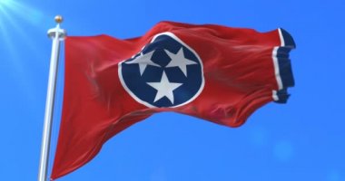 Amerikan Tennessee Eyalet Bölge rüzgarda sallayarak Amerika Birleşik Devletleri bayrak - döngü