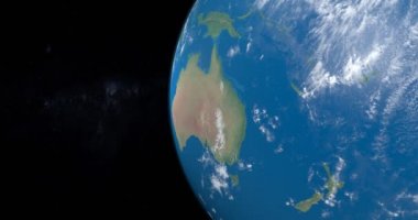 Animasyon Dünya gezegeni uzaydan timelapse arka plan, evrenle gyrating Oceania kıtanın