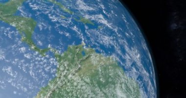 Animasyon Isthmus of Panama Orta Amerika kıtasında planet Earth timelapse arka plan, evrenle gyrating uzaydan