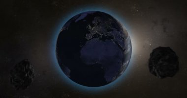 Asteroids veya göktaşları seyyare yerküre Europe kıtaya doğru