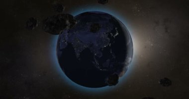 Asteroids veya Asya kıtası seyyare yerküre için başlık göktaşları