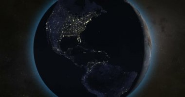 Gece vakti Dünya Gezegeni, Amerikan kıtası.