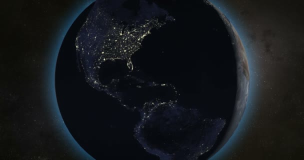 Planeet Aarde Nacht Amerikaans Continent — Stockvideo