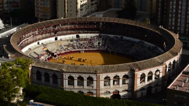 Stierengevecht Stier Stierenvechter Arena Tijdens Een Stierengevecht Spanje — Stockvideo