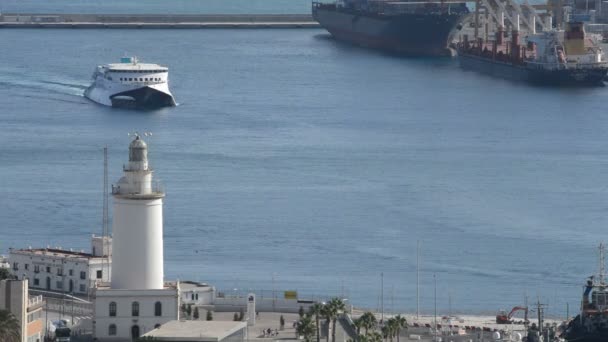 Crucero Que Entra Puerto Málaga España — Vídeos de Stock