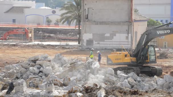 Excavator Machine Debris Demolition Building — Stock Video