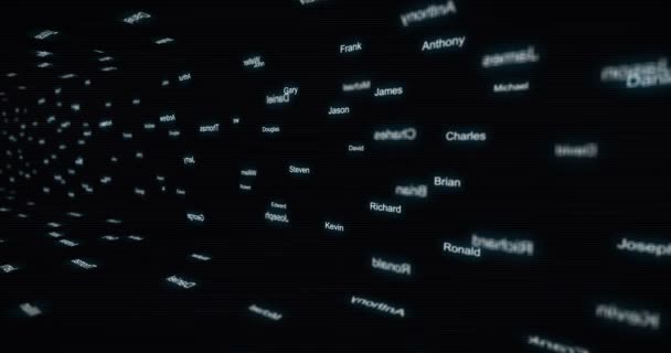 Male Names Men Passing Virtual Wall — Stock Video