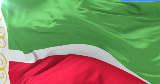 Chechnya Flag Waving Wind Blue Sky Loop — Stock Video