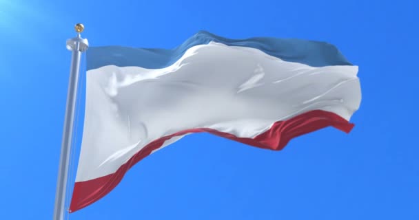 クリミア共和国の旗風と青い空に手を振って ループ — ストック動画