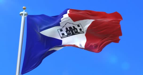 Σημαία Της Πόλης San Antonio Πόλη Των Ηνωμένων Πολιτειών Της — Αρχείο Βίντεο
